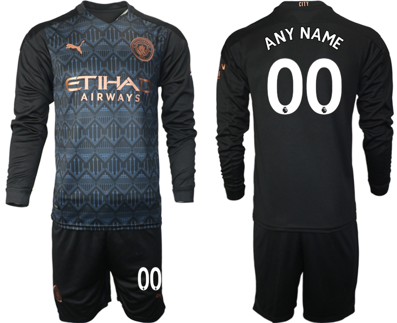 Men 2021 Manchester city home long sleeve custom soccer jerseys